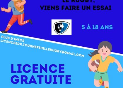 Licence gratuite : Viens découvrir le rugby ; participe aux entraînements !