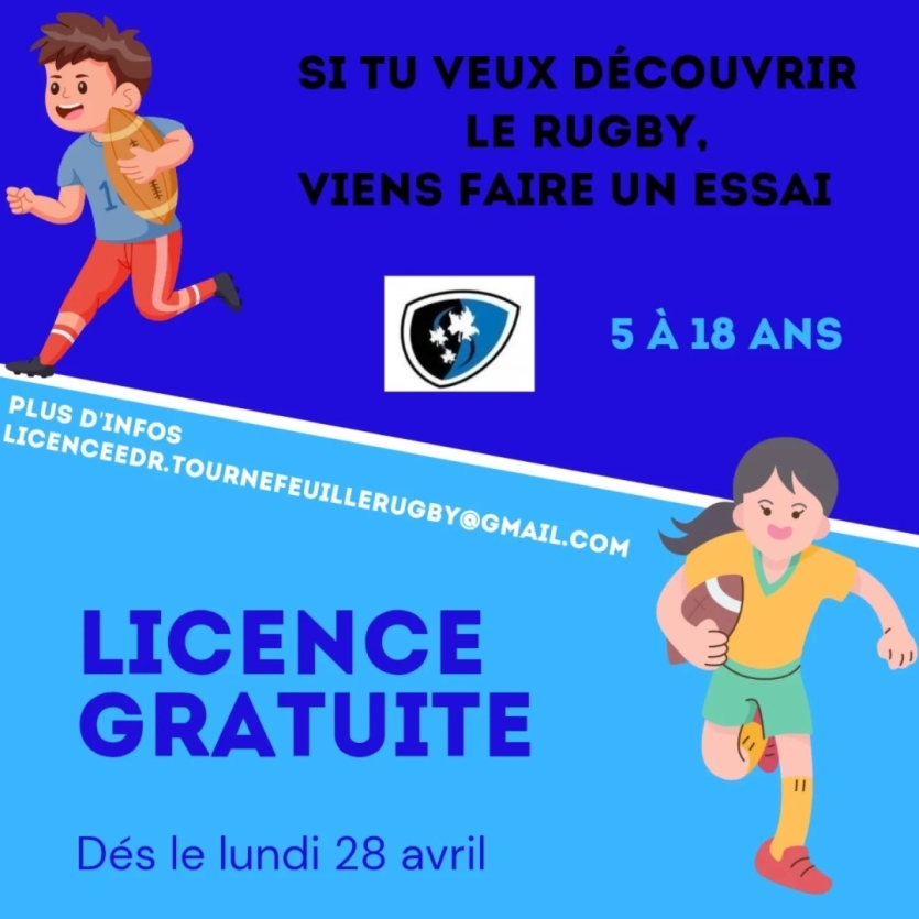 Licence gratuite : Viens découvrir le rugby ; participe aux entraînements !