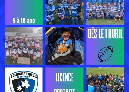 Licence gratuite : Viens découvrir le rugby ; participe aux entraînements !
